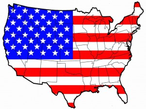 USA flagga med karta