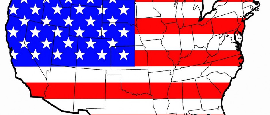 USA flagga med karta
